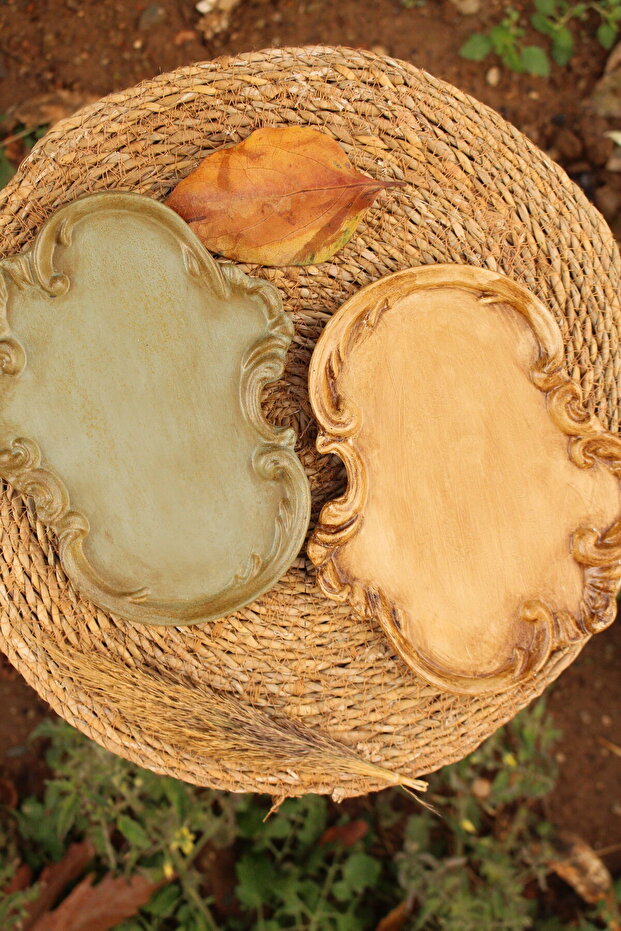 Vıvasto Dekoratif 2'li BOHEM Eskitme Sunumluk Seti,Dekoratif Takı Tabağı,Tütsülük,Mumluk100%Taş Tozu - 4