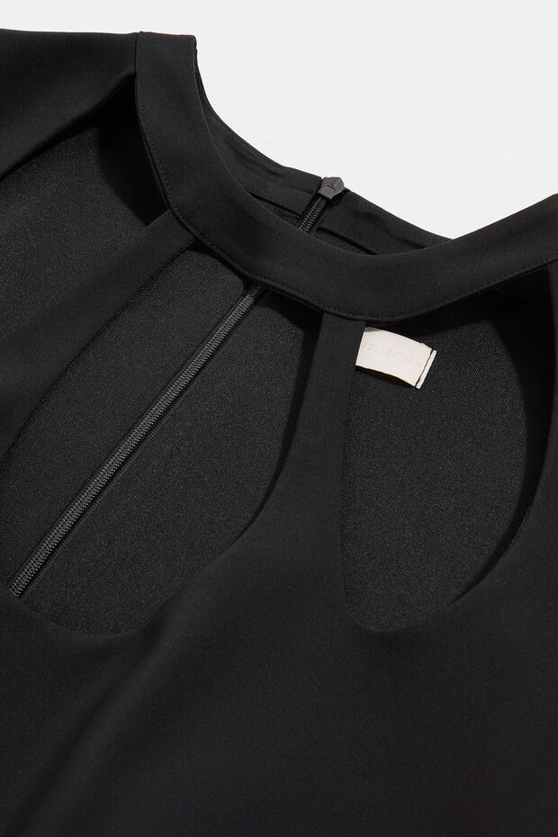 SİYAH MİNİ DEKOLTELİ ELBİSE - 3