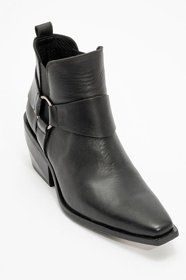 Felia Genuine Leather Elastic Pull-On Women's Boots Black