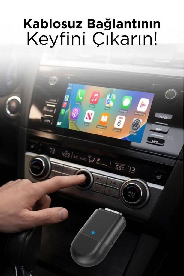 TORİMA TAB06 Mini 2in1 Kablosuz Carplay Usb ve Type-c Uyumlu Araç Multimedya Dönüştürücü Adaptörü - 4