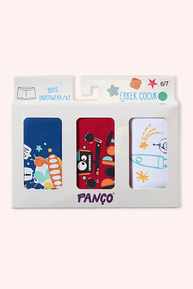 Boy's Racing Patterned 3-Pack Boxer - Underwear - 3