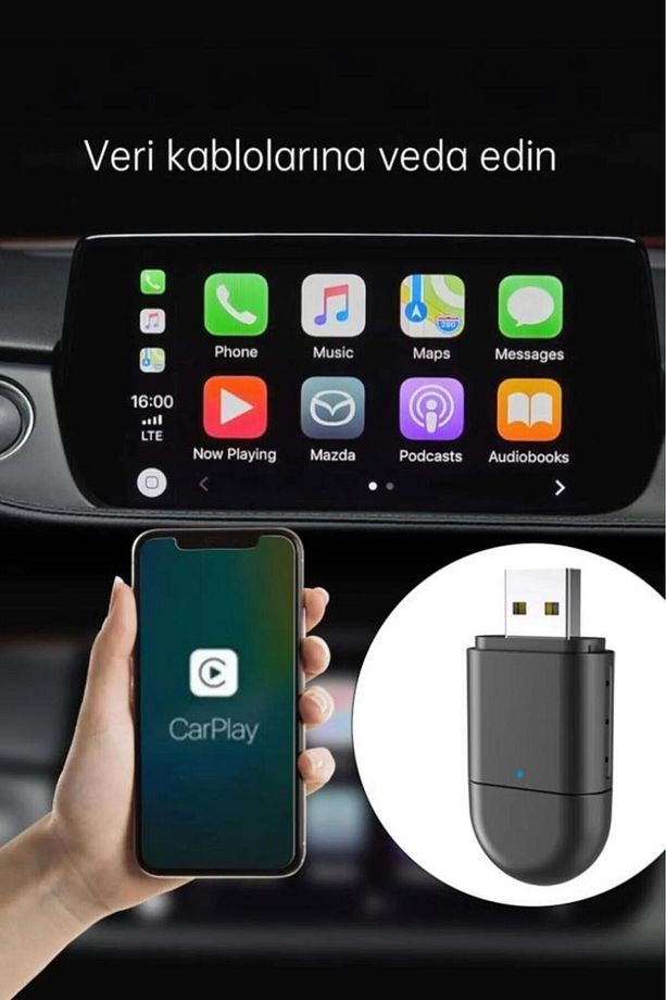 TORİMA TAB06 Mini 2in1 Kablosuz Carplay Usb ve Type-c Uyumlu Araç Multimedya Dönüştürücü Adaptörü - 7