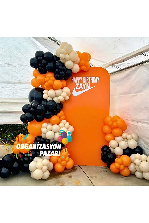 Balloon Set Black-Orange-Retro White 100-Piece Balloon Chain Set