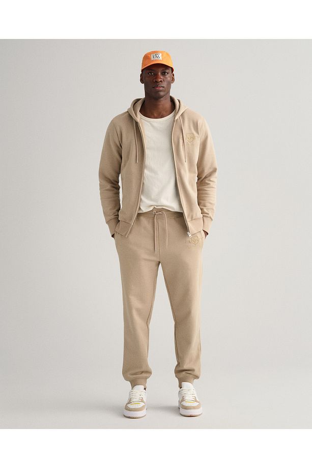Erkek Bej Regular Fit Logolu Eşofman Altı - 1