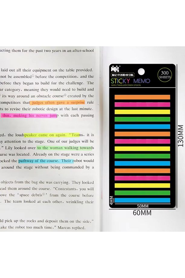 900 Yaprak Şerit Şeffaf Sticky Postit Not Kağıdı 3'lü Paket - 4