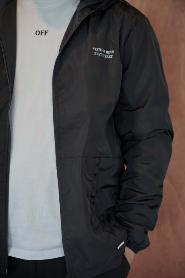 Model Black Printed Raincoat - 8