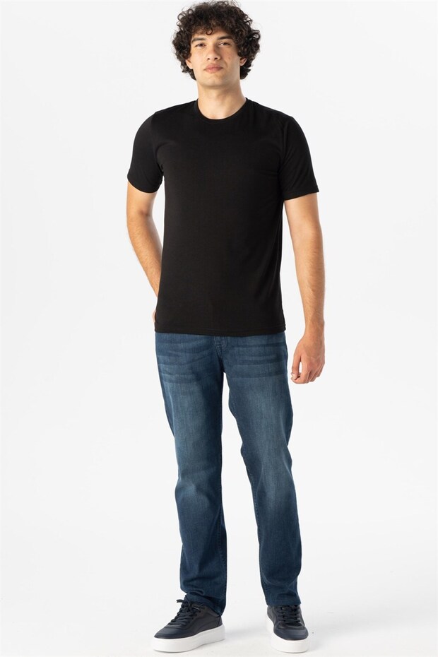 Süvari Regular O Yaka Siyah Erkek Tişört - 4