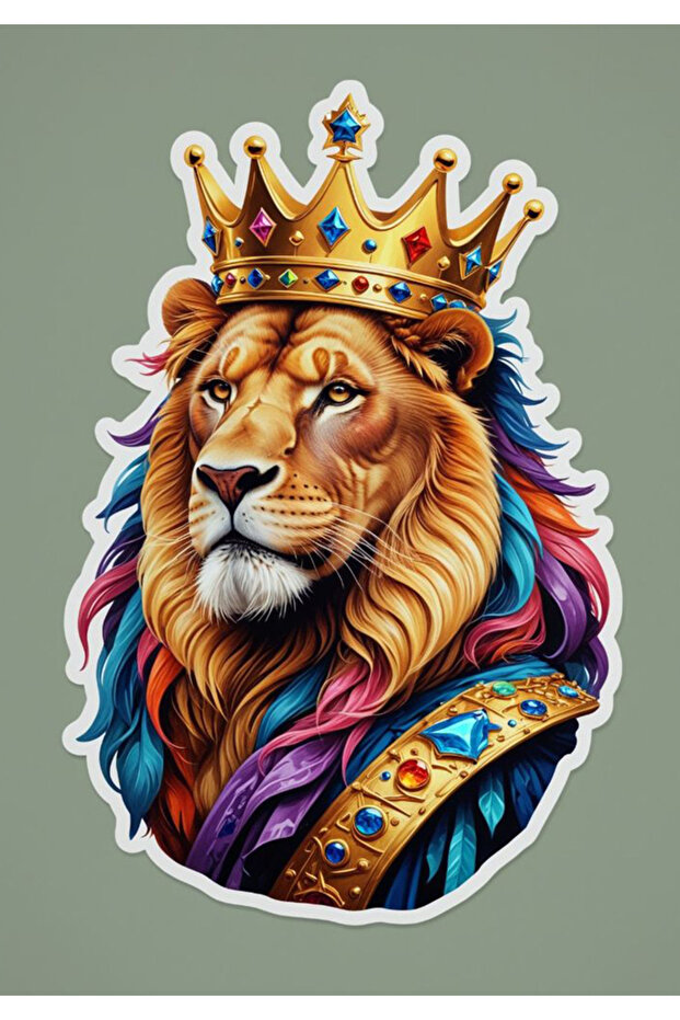 King Lion Sticker Car, Motorcycle, Helmet, Laptop, Glass Sticker 13X9 cm
