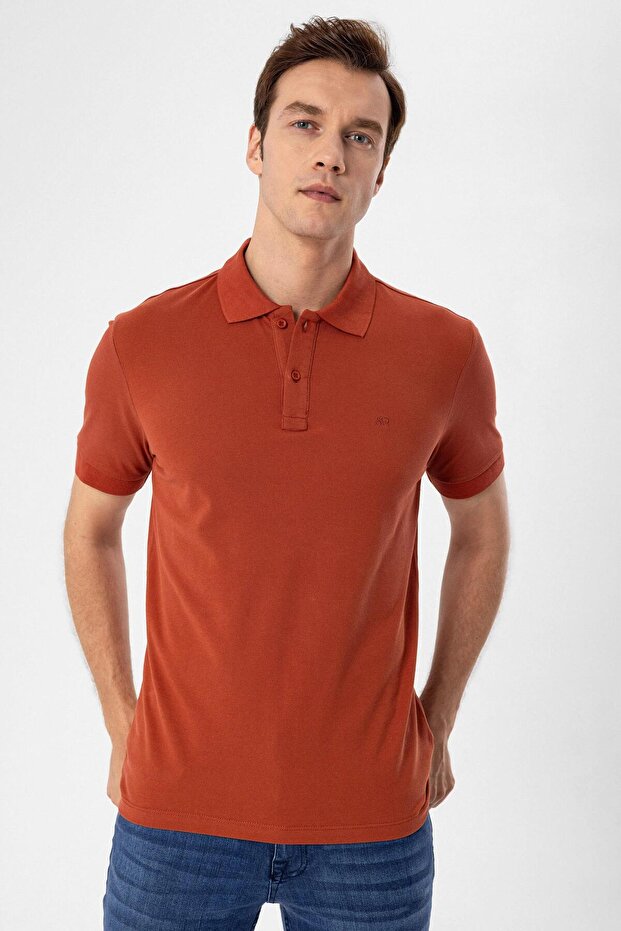 Polo Neck Regular Fit Tile Dobby T-Shirt