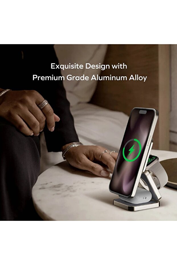 Q2.Mag 3'ü 1 Arada Katlanabilir Qi2 15W Manyetik Kablosuz Şarj Standı - 5