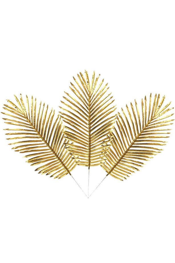 Yapay Çiçek Palmiye Yaprağı Altın Gold Renk 3 Adet Yapay Yaprak - 2
