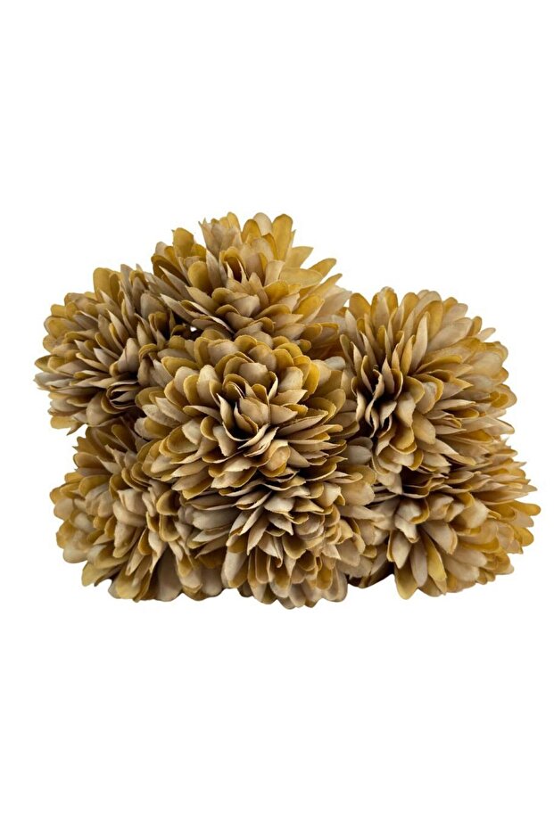 Artificial Flower Chrysanthemum Snowball Mink Color 7 Separate Single Branch Bunch - 5