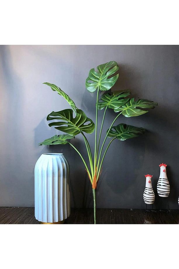 Yapay Çiçek Monstera Yaprağı Yeşil Renk 7 Başlı 7 Kafalı Yapay Yaprak - 1
