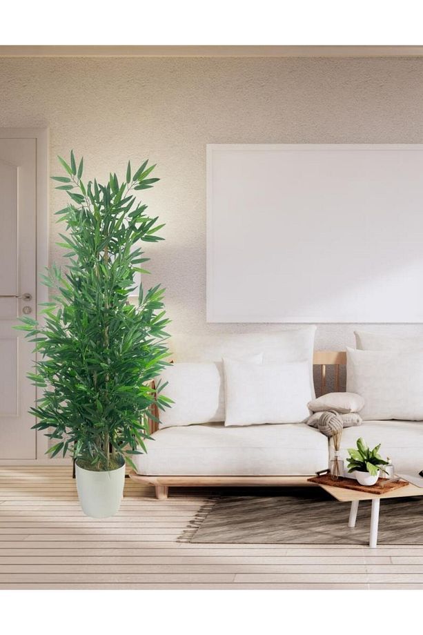 Yapay Bambu Ağacı 5 Sopalı 150cm Yoğun Yapraklı - 3