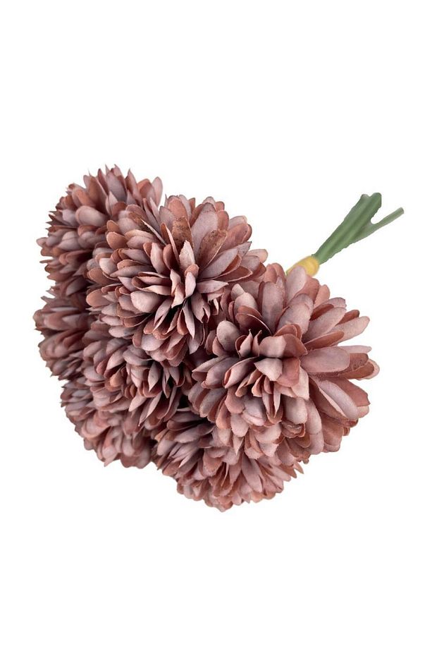Yapay Çiçek Krizantem Kartopu Pastel Mor Renk 7 Ayrı Tek Dal Demet - 5