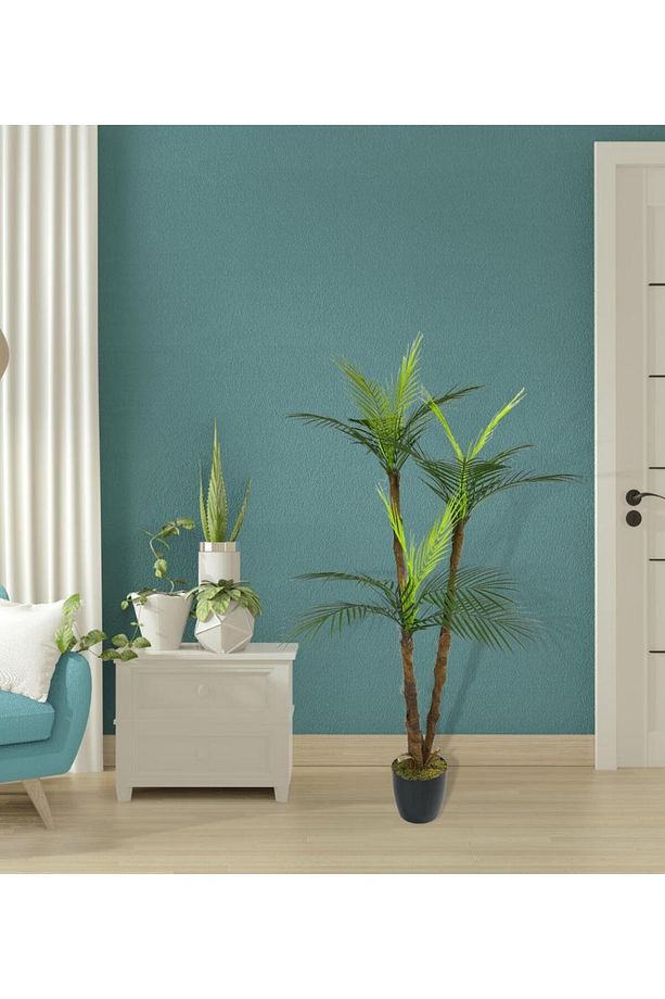 Yapay Ağaç Areka Palmiye 3katlı 3 Dal 18 Yaprak 130cm Salon Çiçeği Yapay Çiçek - 2