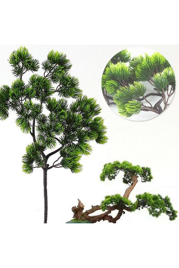 Yapay Çiçek Bonzai Dalı Çam Iğneli Bonsai Yaprakları Dekoratif Yapay Bitki - 4