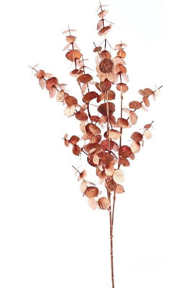 Yapay Çiçek Bakır Bronz Renk Okaliptus 3Dallı Uzun Dal 76cm Eucalyptus - 3