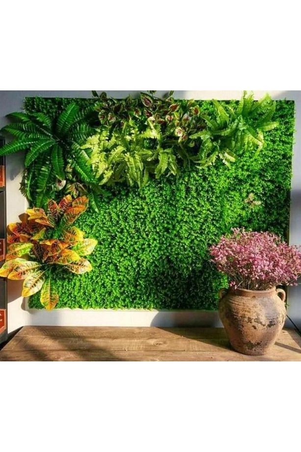 Yapay Çiçek Duvar Kaplama 1m2 120*80 Cm Panel Şimşir Dik Duvar Uygulama - 4