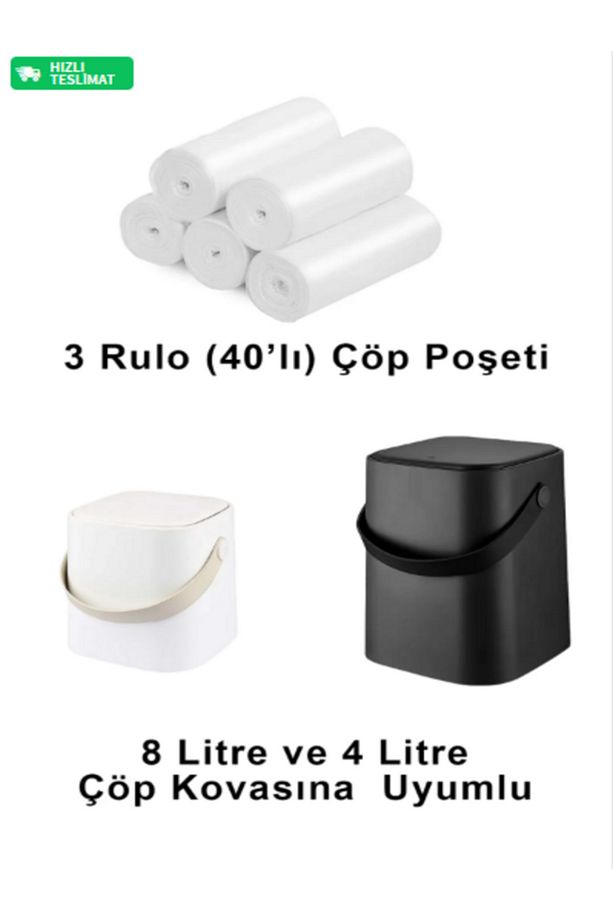 Çöp Torbası Mini Boy Küçük 40'lı 3 Rulo 40x50 Çöp Poşeti - 1