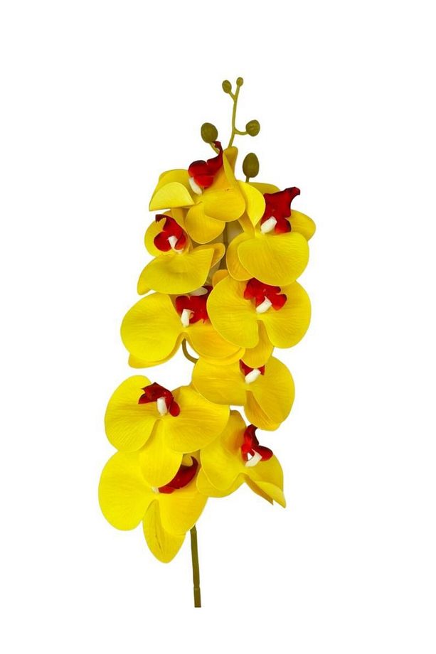 Yapay Çiçek Sarı Kırmızı Islak Orkide Gerçeksi Doku Uzun Dal 90 cm - 4