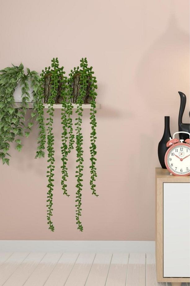 Yapay Çiçek Kütük Saksıda Sarkan String 3 Dallı 55cm Sarkan Çiçek - 6