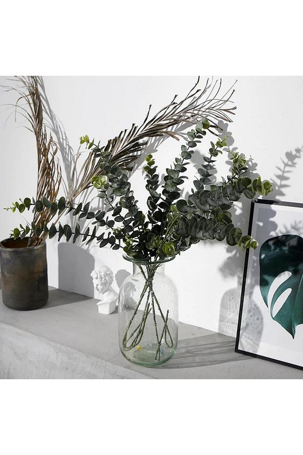 Yapay Çiçek Yeşil Okaliptus 3dallı Uzun Dal 76cm Eucalyptus - 6