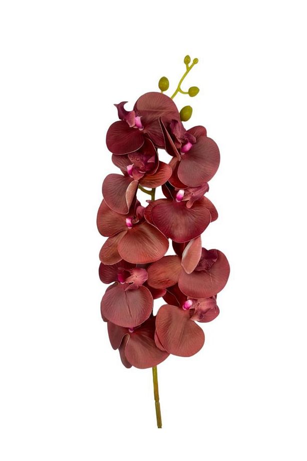 Yapay Çiçek Bordo Koyu Islak Orkide Gerçeksi Doku Uzun Dal 90 cm - 2