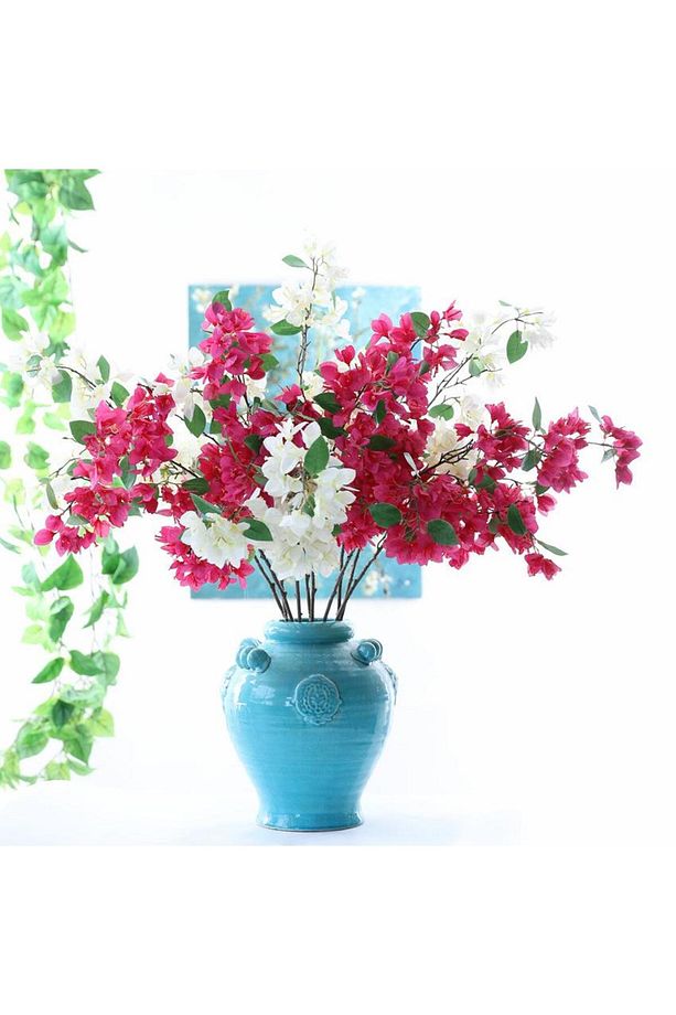 Yapay Çiçek Begonvil Çiçeği Beyaz 80cm Tek Dal Bodrum Çiçeği Sarkan Çiçek - 3