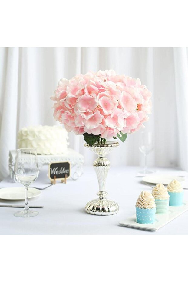 Artificial Flower Hydrangea Bunch Pink Light 5 Heads Large Size 43 cm