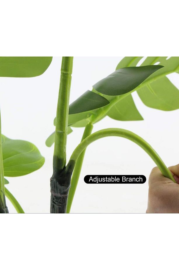 Yapay Çiçek Monstera Deve Tabanı Siyah Saksılı Salon Çiçeği 12 Yaprak - 3