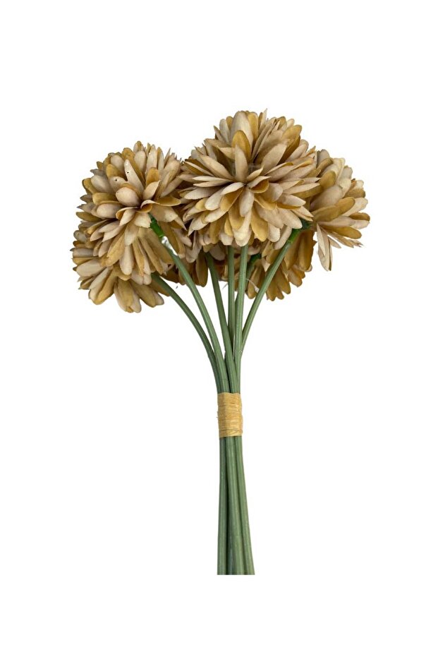 Artificial Flower Chrysanthemum Snowball Mink Color 7 Separate Single Branch Bunch - 2