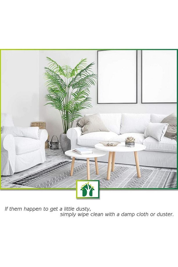 Yapay Ağaç Areka Ağacı Saksısız Palmiye Ağacı Salon Bitkisi 195cm 16 Dev Yaprak - 6