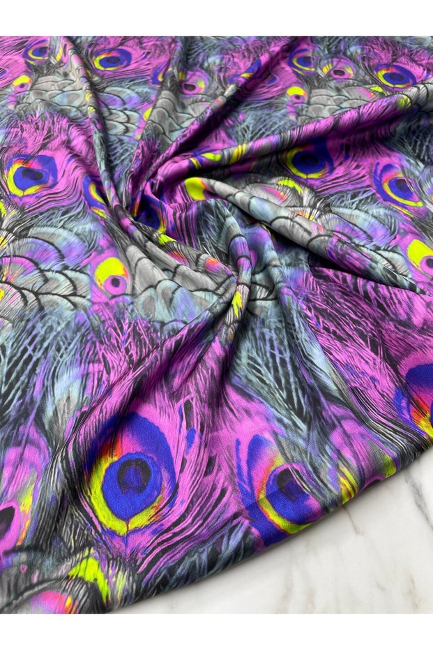 Peacock Feather Pattern Dress Shirt Cover Tivil Satin Fabric Our Product Is Sold in Pieces 1 Piece 1 Meter