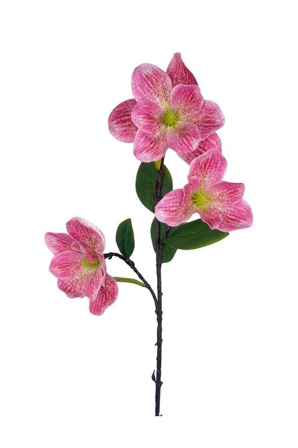 Yapay Çiçek Pembe Çilli Manolya Islak Doku 3 Kafalı Uzun Dal Çiçek Flowers 95cm - 1