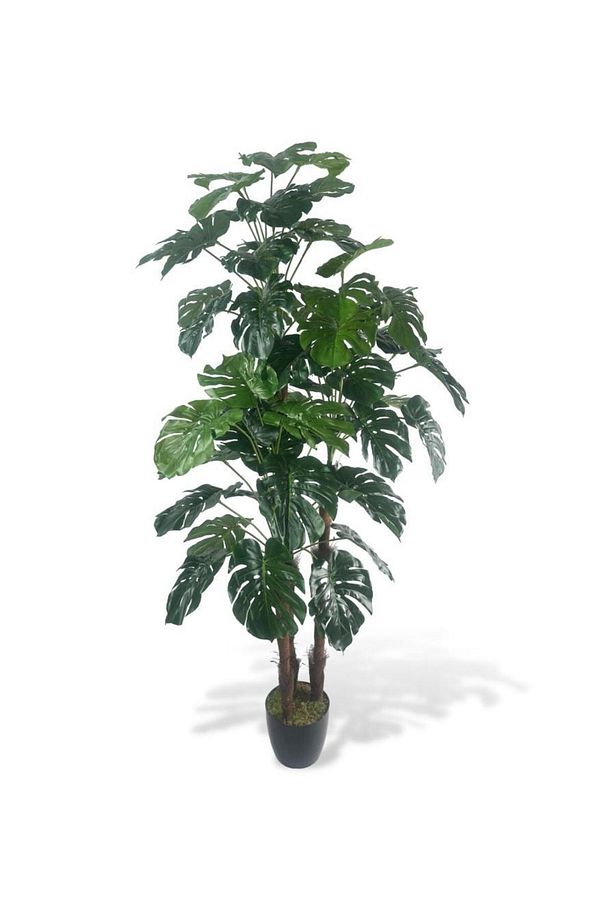 Yapay Çiçek Monstera Yeşil Deve Tabanı 3Katlı 135cm 54Yaprak Siyah Plastik Saksıda Yapay Bitki - 3