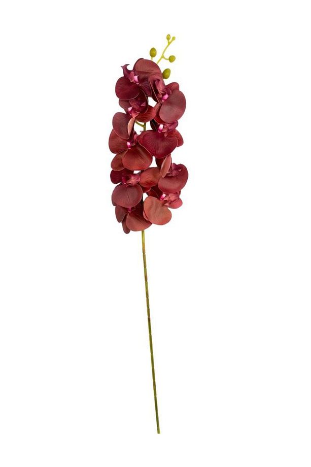 Yapay Çiçek Bordo Koyu Islak Orkide Gerçeksi Doku Uzun Dal 90 cm - 3