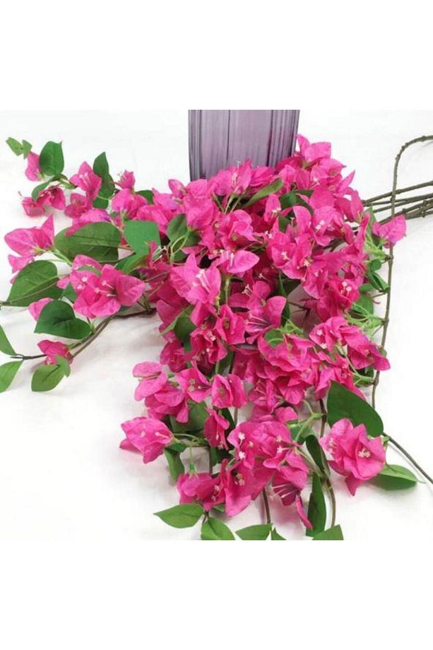 Yapay Çiçek Begonvil Çiçeği Fuşya 80cm Tek Dal Bodrum Çiçeği Sarkan Çiçek - 5