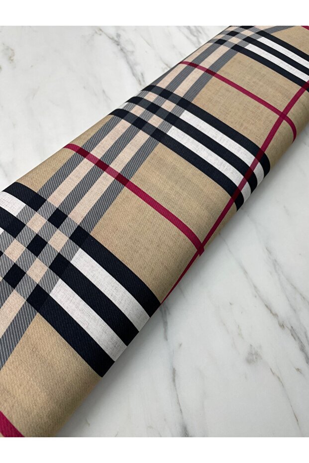 Ekose Desen Bambu Dijital Elbiselik Viskon Kumaş - 5