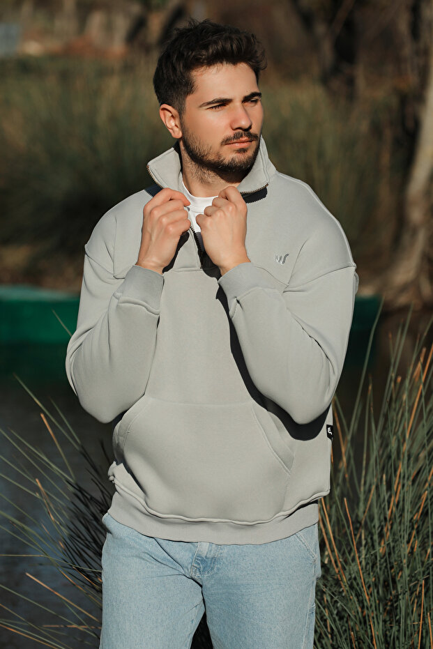 Solano Ash Oversize Kanguru Cep Sweatshirt - 5