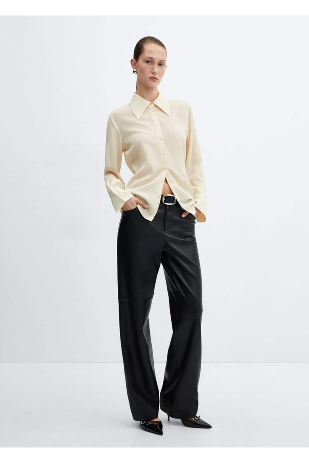 Dökümlü düğmeli gömlek - 2