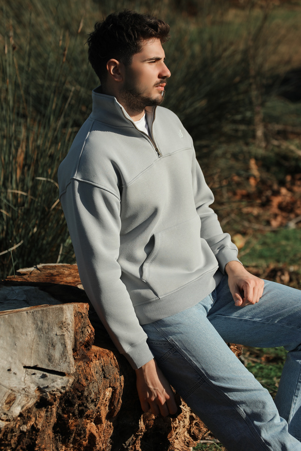 Solano Ash Oversize Kanguru Cep Sweatshirt - 6