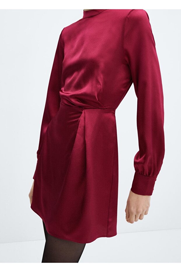 Satinkleid mit Ballonärmeln - 7