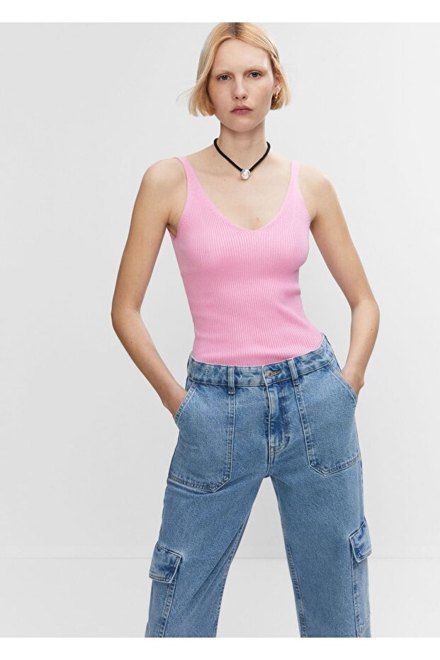 V yaka triko bluz - 1