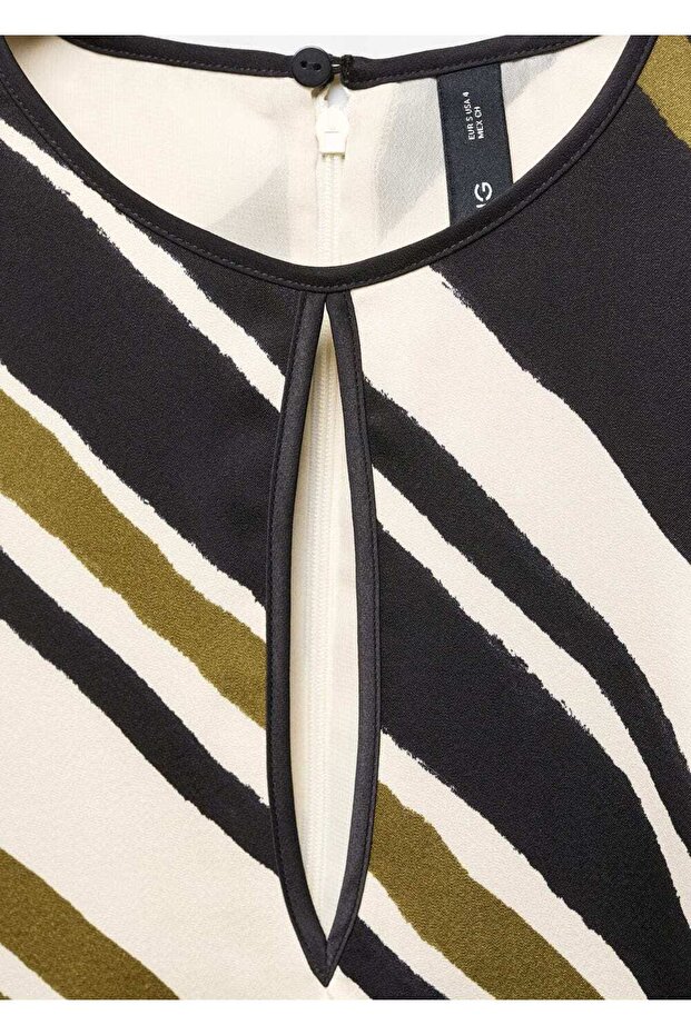 Kemerli çizgili elbise - 5