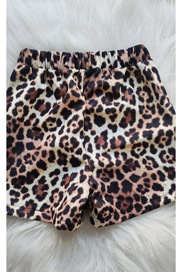 Leopar Desen Kız Cocuk Şort Etek - 2
