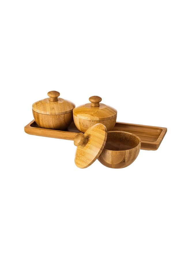 A set of 3 boxes with a base made of wood for spices and for multiple uses - 3
