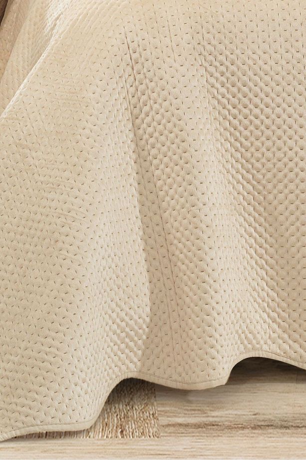 Eliza Velvet Tek Kişilik Ultra Lüks Yatak Örtüsü Takımı Bej - 2
