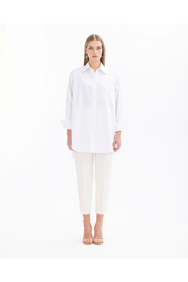 Cep Detaylı Düğmeli Gömlek - 2