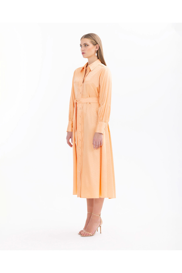 Gömlek Yaka Puantiyeli Elbise - 2